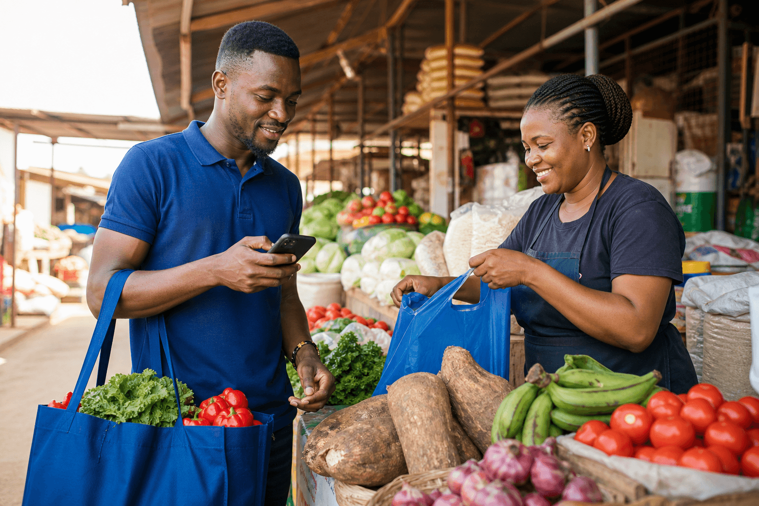 Fresh Nigerian groceries prepared for delivery