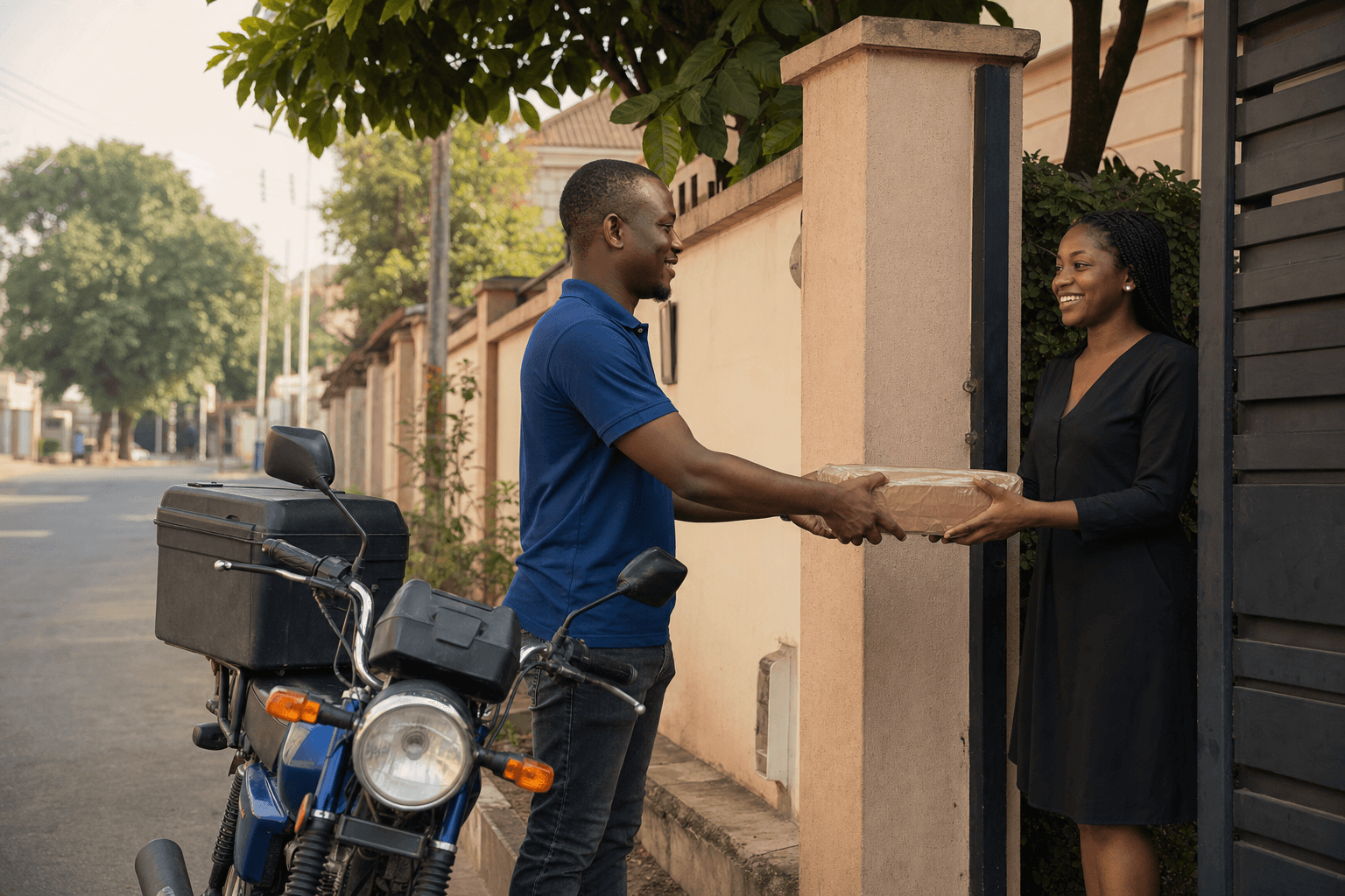 A Jomppa agent completing a courier delivery
